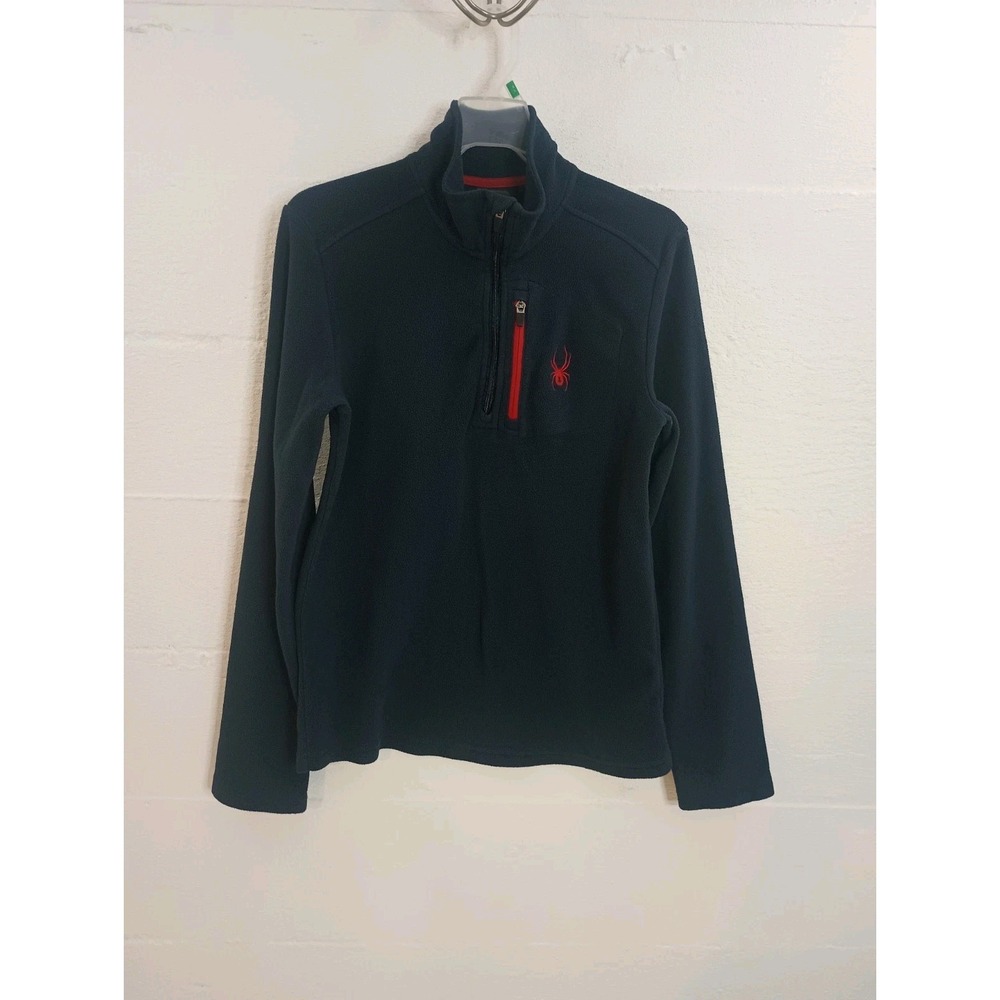 Spyder Fleece Zip Pullover Women Small Blue Excellent Mock Neck Chest Pocket